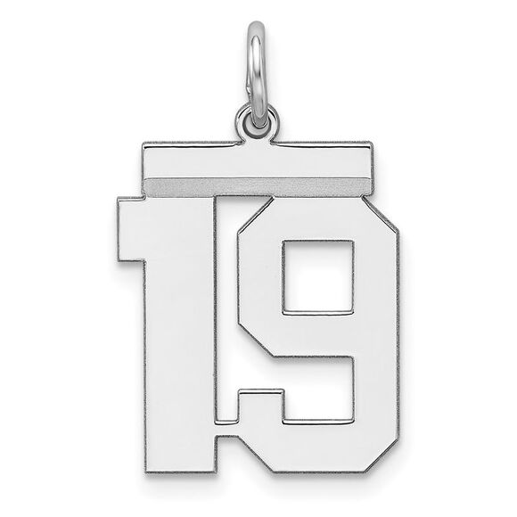 Sterling Silver Athletic Collection Medium Polished Number 19 Pendant